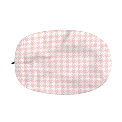 Pastel Pink And White Houndstooth Print Car Side Mirror Covers