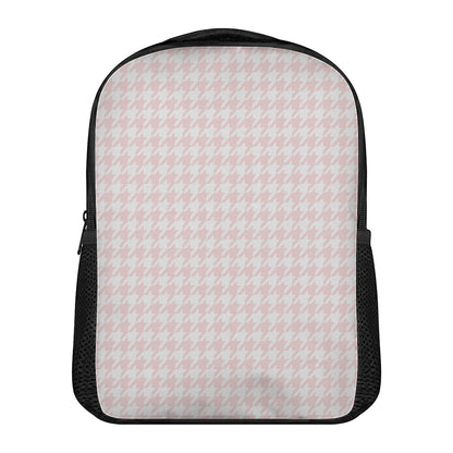 Pastel Pink And White Houndstooth Print Casual Backpack