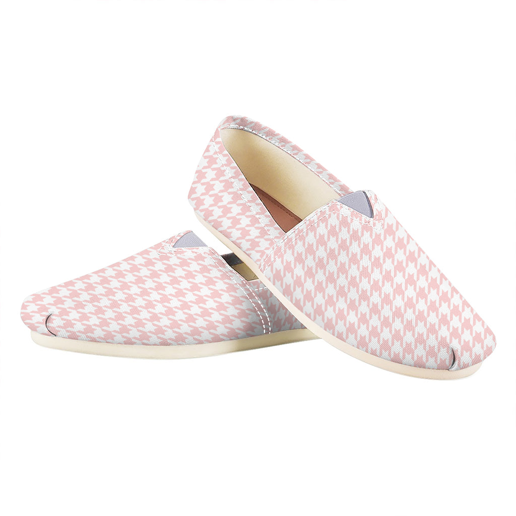 Pastel Pink And White Houndstooth Print Casual Shoes