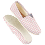 Pastel Pink And White Houndstooth Print Casual Shoes