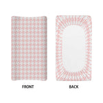 Pastel Pink And White Houndstooth Print Changing Pad Cover