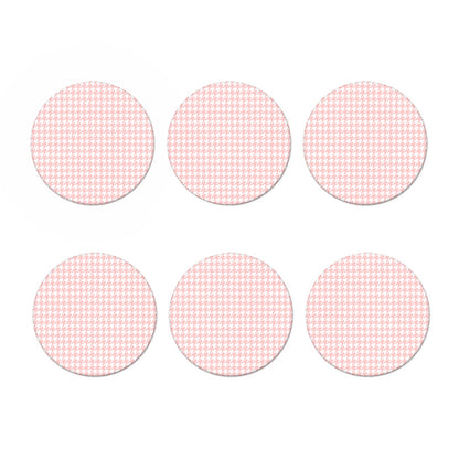 Pastel Pink And White Houndstooth Print Coaster Set