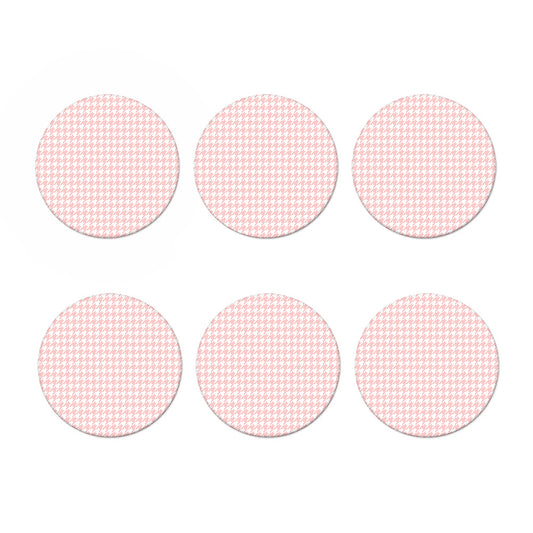 Pastel Pink And White Houndstooth Print Coaster Set