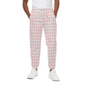 Pastel Pink And White Houndstooth Print Cotton Sweatpants