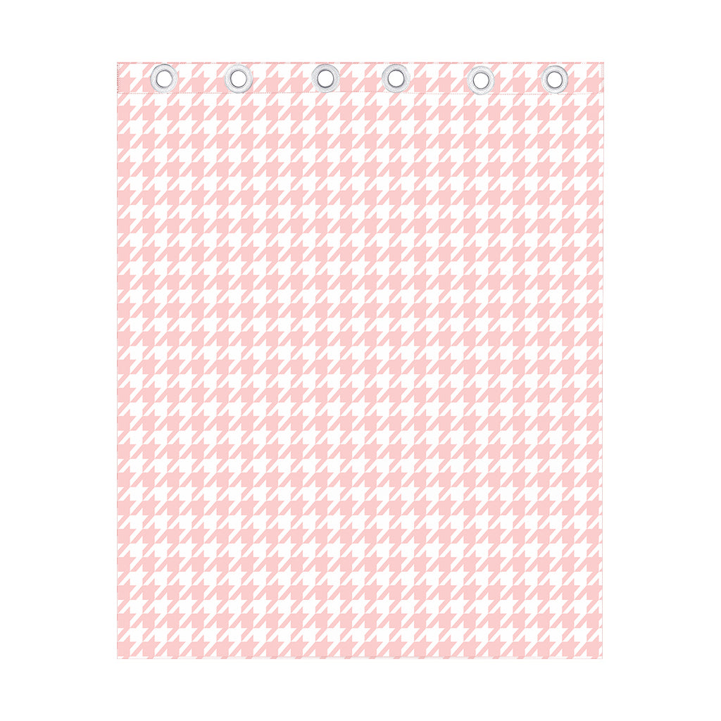 Pastel Pink And White Houndstooth Print Curtain