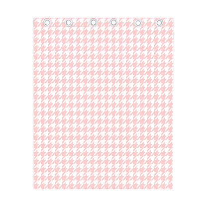 Pastel Pink And White Houndstooth Print Curtain