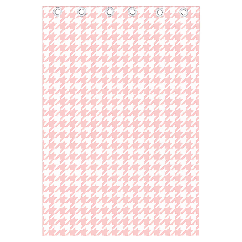 Pastel Pink And White Houndstooth Print Curtain