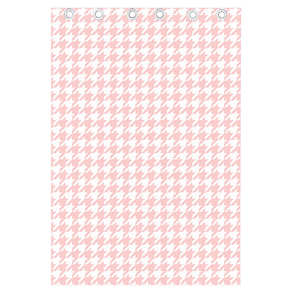 Pastel Pink And White Houndstooth Print Curtain