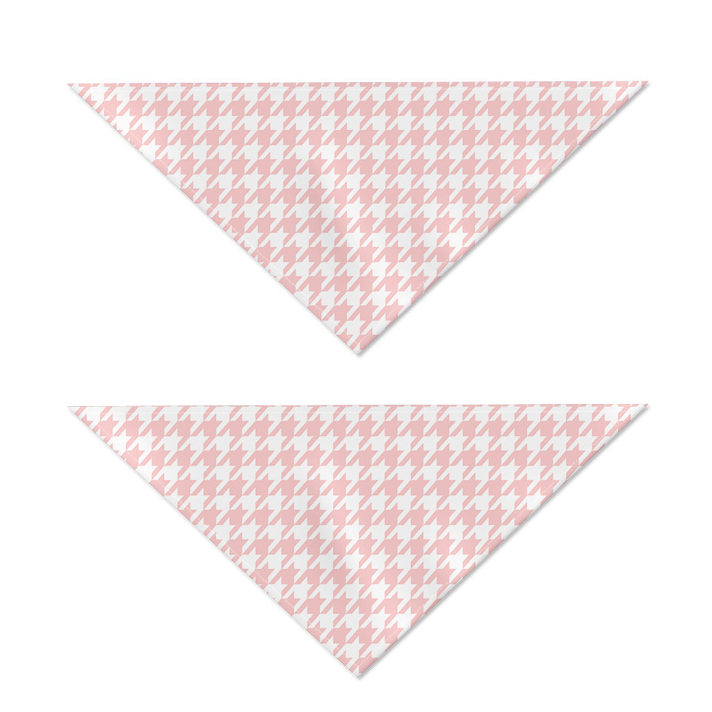 Pastel Pink And White Houndstooth Print Dog Bandana