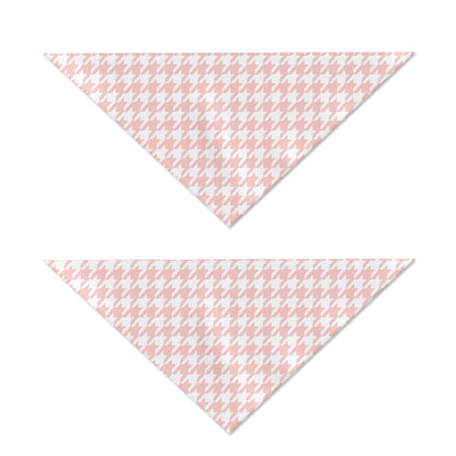 Pastel Pink And White Houndstooth Print Dog Bandana