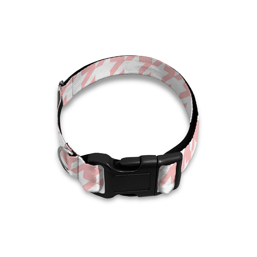 Pastel Pink And White Houndstooth Print Dog Collar