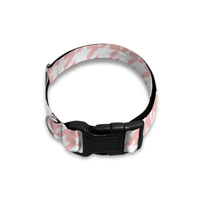 Pastel Pink And White Houndstooth Print Dog Collar