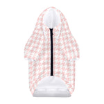 Pastel Pink And White Houndstooth Print Dog Zip Up Hoodie