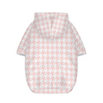 Pastel Pink And White Houndstooth Print Dog Zip Up Hoodie