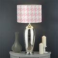 Pastel Pink And White Houndstooth Print Drum Lamp Shade
