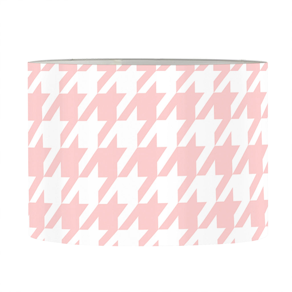 Pastel Pink And White Houndstooth Print Drum Lamp Shade