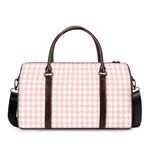 Pastel Pink And White Houndstooth Print Duffle Bag