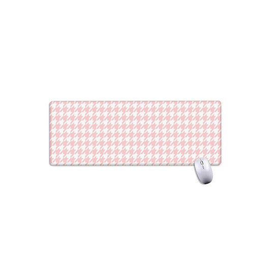Pastel Pink And White Houndstooth Print Extended Mouse Pad