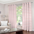 Pastel Pink And White Houndstooth Print Extra Wide Grommet Curtains