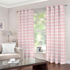 Pastel Pink And White Houndstooth Print Extra Wide Grommet Curtains