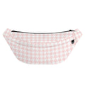 Pastel Pink And White Houndstooth Print Fanny Pack
