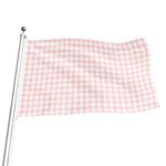 Pastel Pink And White Houndstooth Print Flag
