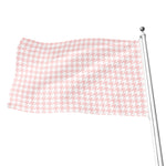 Pastel Pink And White Houndstooth Print Flag