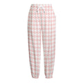 Pastel Pink And White Houndstooth Print Fleece Lined Knit Pants