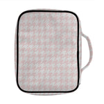 Pastel Pink And White Houndstooth Print Front Pocket Bible Bag
