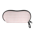 Pastel Pink And White Houndstooth Print Glasses Case
