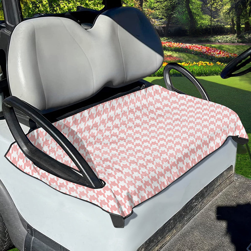 Pastel Pink And White Houndstooth Print Golf Cart Seat Cover