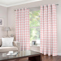 Pastel Pink And White Houndstooth Print Grommet Curtains