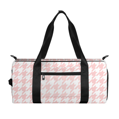 Pastel Pink And White Houndstooth Print Gym Bag