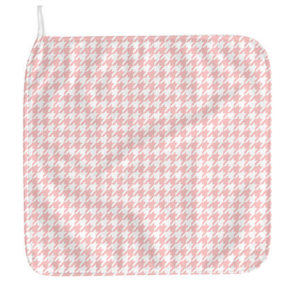 Pastel Pink And White Houndstooth Print Hand Towel