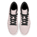 Pastel Pink And White Houndstooth Print High Top Leather Sneakers