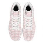 Pastel Pink And White Houndstooth Print High Top Leather Sneakers