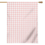 Pastel Pink And White Houndstooth Print House Flag