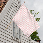 Pastel Pink And White Houndstooth Print House Flag