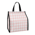 Pastel Pink And White Houndstooth Print Insulated Lunch Tote
