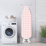 Pastel Pink And White Houndstooth Print Ironing Board Cover