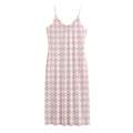 Pastel Pink And White Houndstooth Print Jersey Midi Cami Dress