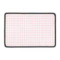 Pastel Pink And White Houndstooth Print Kitchen Mat