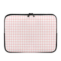 Pastel Pink And White Houndstooth Print Laptop Sleeve