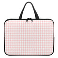 Pastel Pink And White Houndstooth Print Laptop Sleeve With Handle