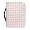 Pastel Pink And White Houndstooth Print Leather Bible Cover
