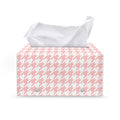 Pastel Pink And White Houndstooth Print Leather Tissue Box Cover