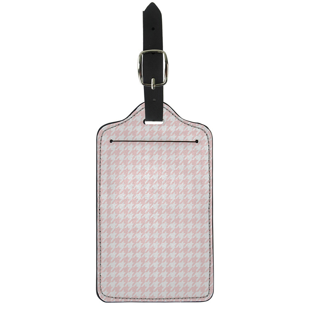Pastel Pink And White Houndstooth Print Luggage Tag