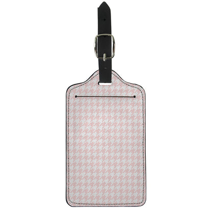Pastel Pink And White Houndstooth Print Luggage Tag