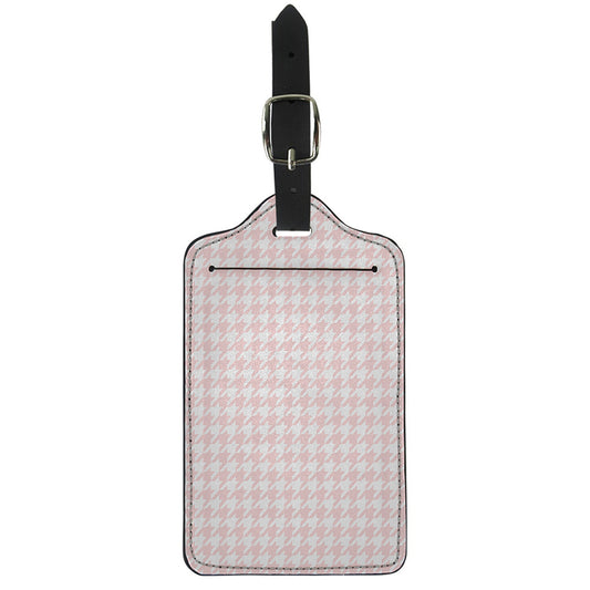 Pastel Pink And White Houndstooth Print Luggage Tag