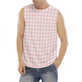 Pastel Pink And White Houndstooth Print Men's Fitness Tank Top